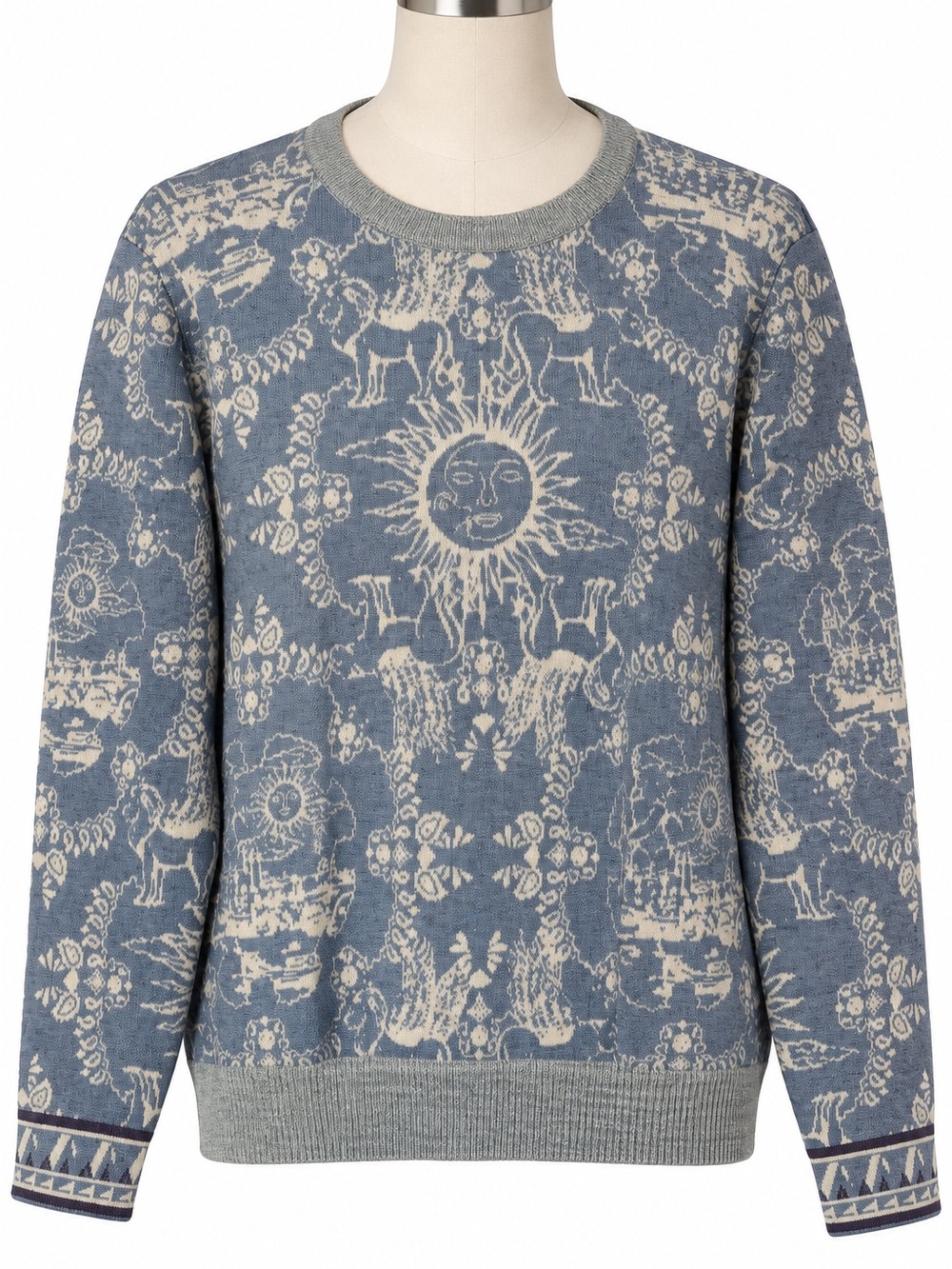 Las Surenas Celestial Sun Sweater Wool Blend Pullover NWOT XL